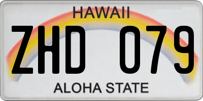 HI license plate ZHD079