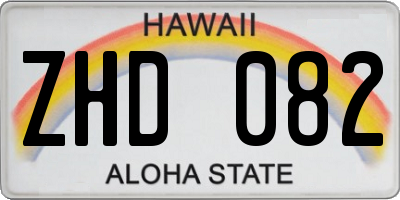 HI license plate ZHD082