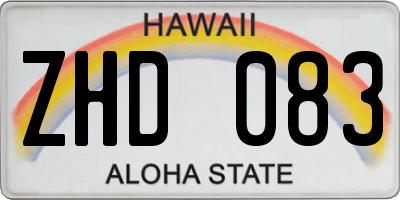 HI license plate ZHD083