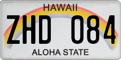 HI license plate ZHD084