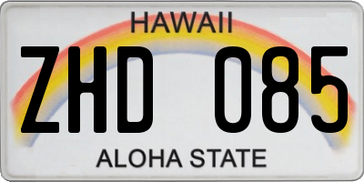 HI license plate ZHD085