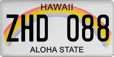 HI license plate ZHD088