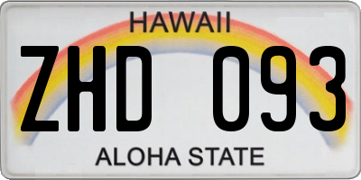 HI license plate ZHD093