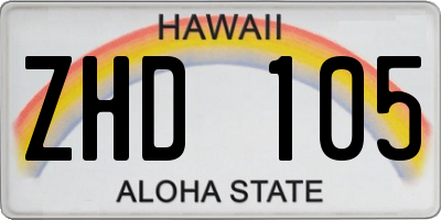 HI license plate ZHD105