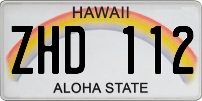HI license plate ZHD112