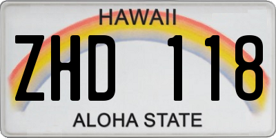 HI license plate ZHD118