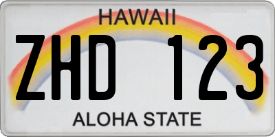 HI license plate ZHD123