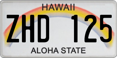 HI license plate ZHD125