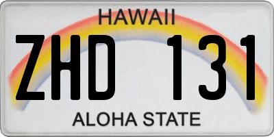 HI license plate ZHD131