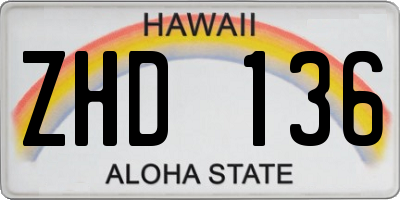 HI license plate ZHD136