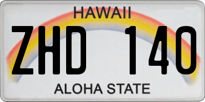 HI license plate ZHD140