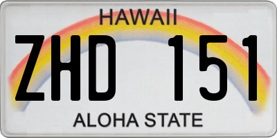 HI license plate ZHD151