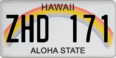 HI license plate ZHD171