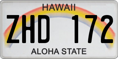 HI license plate ZHD172