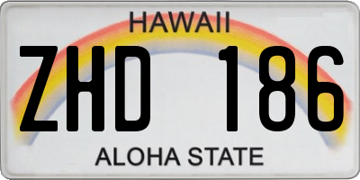 HI license plate ZHD186
