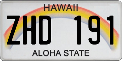 HI license plate ZHD191