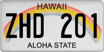 HI license plate ZHD201