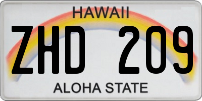 HI license plate ZHD209