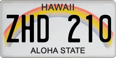 HI license plate ZHD210