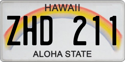HI license plate ZHD211