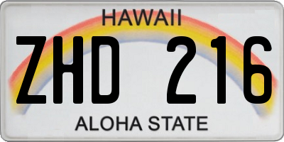 HI license plate ZHD216