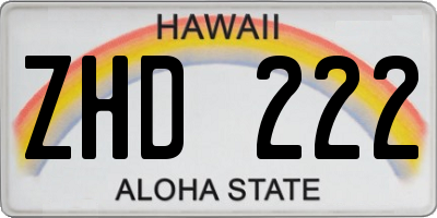 HI license plate ZHD222
