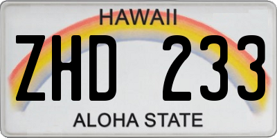 HI license plate ZHD233