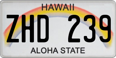 HI license plate ZHD239