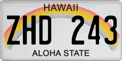 HI license plate ZHD243
