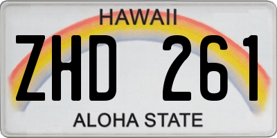 HI license plate ZHD261