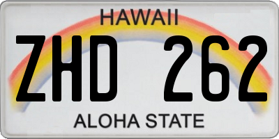 HI license plate ZHD262