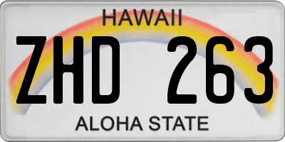 HI license plate ZHD263