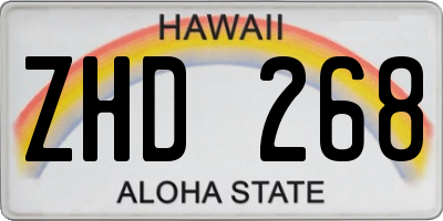 HI license plate ZHD268
