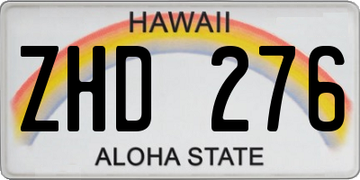 HI license plate ZHD276