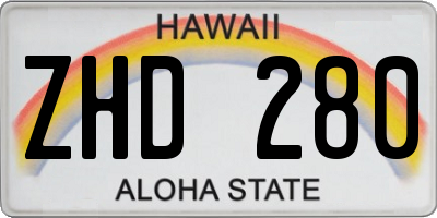 HI license plate ZHD280