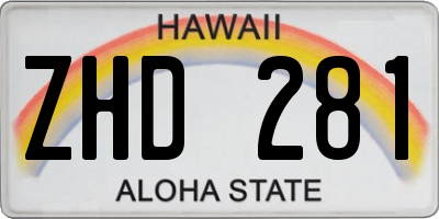 HI license plate ZHD281