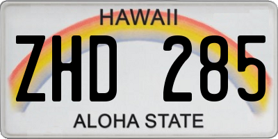 HI license plate ZHD285