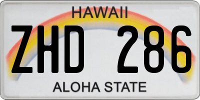 HI license plate ZHD286