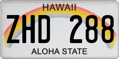 HI license plate ZHD288