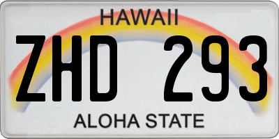 HI license plate ZHD293