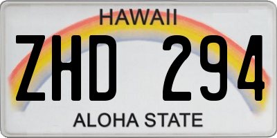 HI license plate ZHD294