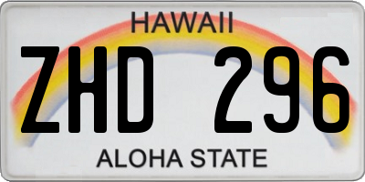 HI license plate ZHD296