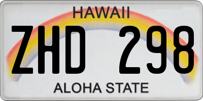 HI license plate ZHD298