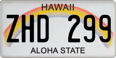 HI license plate ZHD299
