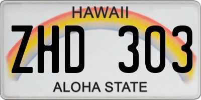 HI license plate ZHD303