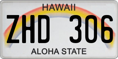HI license plate ZHD306