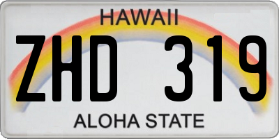 HI license plate ZHD319