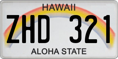 HI license plate ZHD321