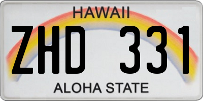 HI license plate ZHD331