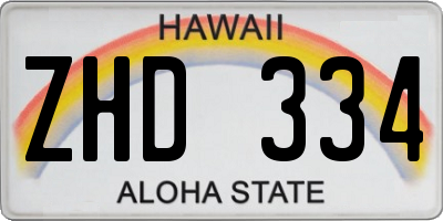HI license plate ZHD334